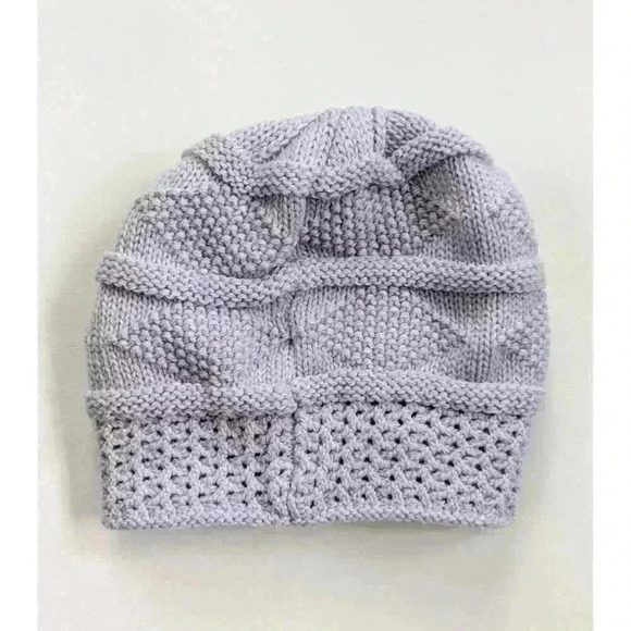 Alaska Polarwear Fleece Lined Lavender Horizontal Bands Beanie Hat - Picture 2 of 5